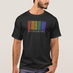 Divemaster Scuba Instructor Gay Pride Flag Barcode T-Shirt