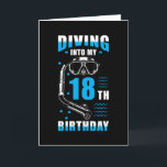 Diver 18th Birthday Gift Card<br><div class="desc">Diver 18th birthday gift with Diving Into My 18th Birthday Quote.</div>