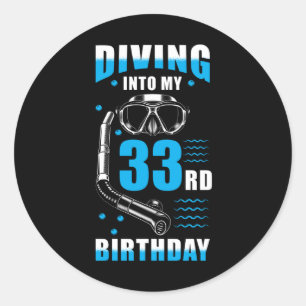 Diver 33rd Birthday Gift Classic Round Sticker