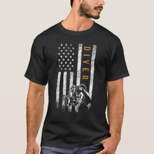 Diver American Flag Scuba Diving T-Shirt