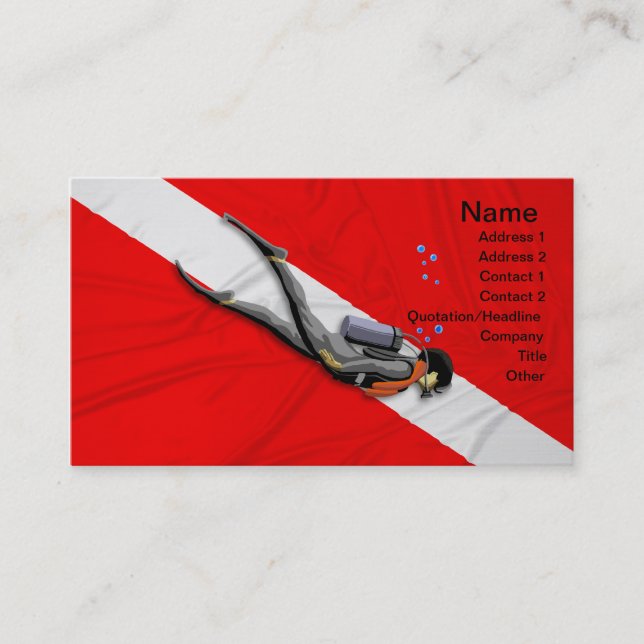 Diver And Dive Flag Business Card (Front)
