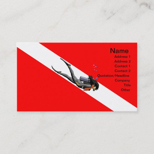 Diver And Dive Flag Business Card (Front)