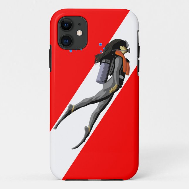 Diver And Dive Flag Case-Mate iPhone Case (Back)