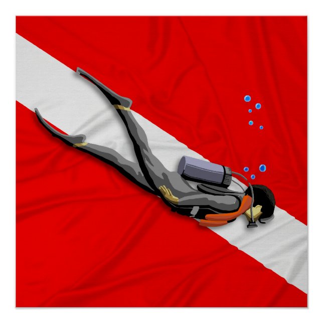 Diver And Dive Flag Poster (Front)