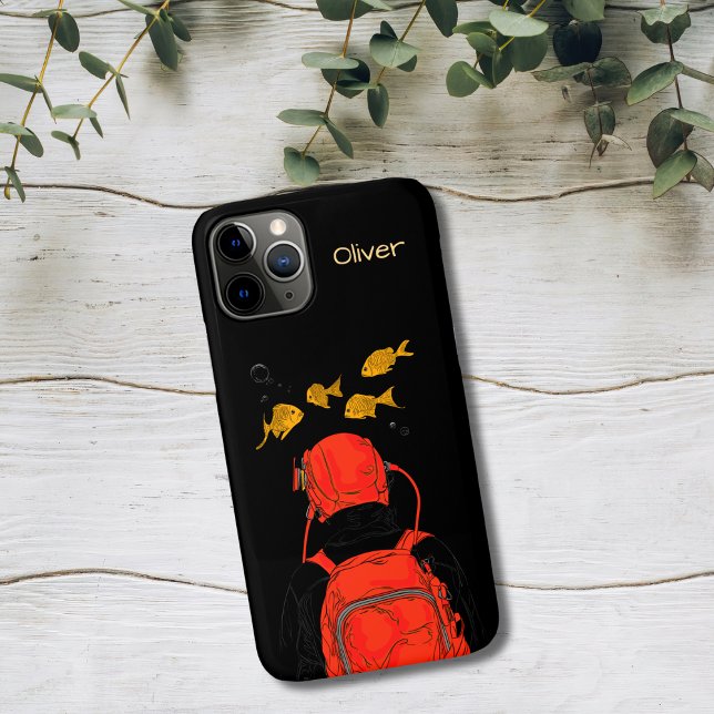 Diver and Golden Fish Case-Mate iPhone Case (Creator Uploaded)
