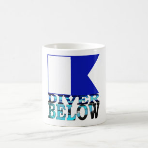 diver below blue coffee mug