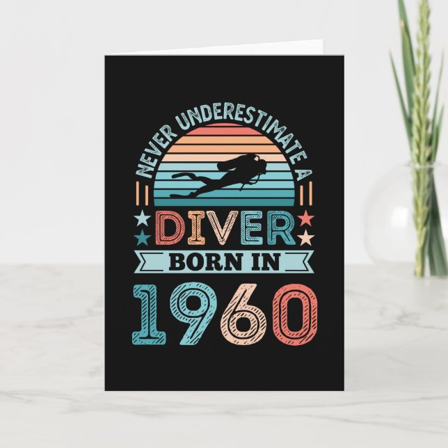 Diver born 1960 60th Birthday Diving Gift Dive Fan Card (Front)
