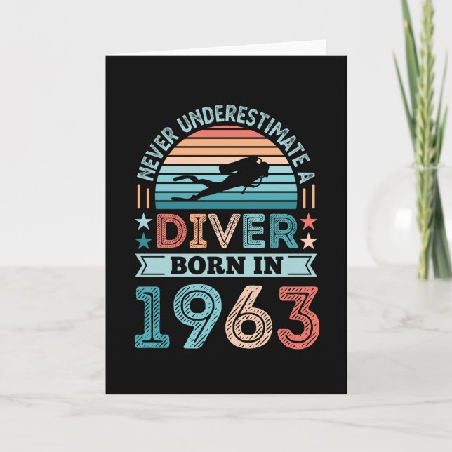 Diver born 1963 60th Birthday Diving Gift Dive Fan Card (Front)