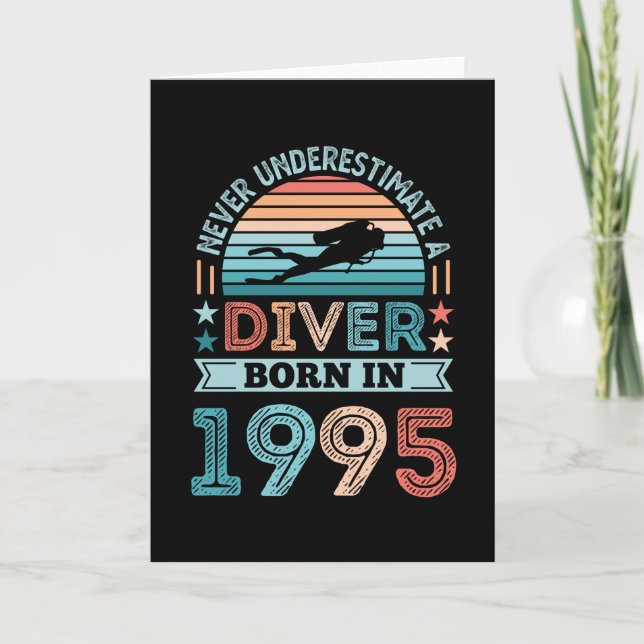 Diver born 1995 30th Birthday Diving Gift Dive Fan Card (Front)