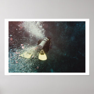 Diver Descending Poster