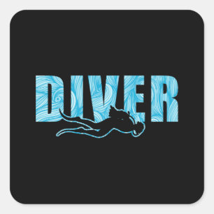 Diver Dive Diving Scuba Diving Funny Sea Gift Idea Square Sticker