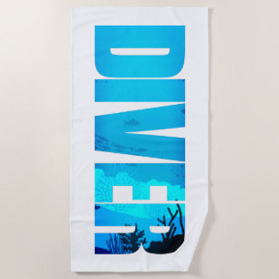 Diver: Diving Lover Typography Beach Towel