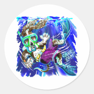 Diver Dog Classic Round Sticker