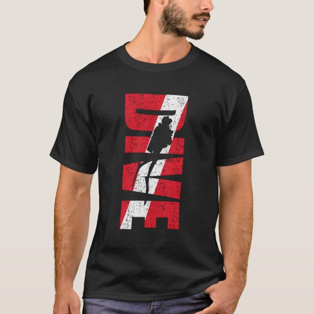 Diver Down Dive Flag T-Shirt Shadow Swimming Scuba (Front)