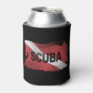 Diver Down flag brush stroke, Dive flag Can Cooler