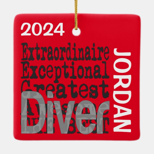 Diver Extraordinaire CUSTOM Ceramic Ornament (Back)