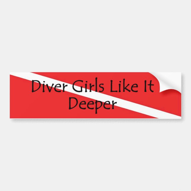 Diver Girls Like It Deeper no-img Bumper Sticker (Front)