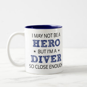 Diver Hero Humor Novelty Two-Tone Coffee Mug