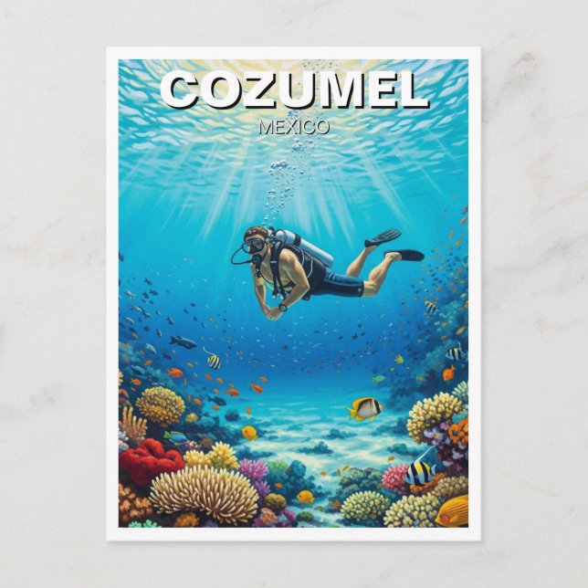 Diver in Cozumel Mexico Travel Postcard (Front)