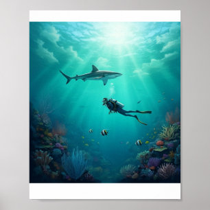 diver meets a shark poster