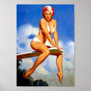 Diver Pin Up Poster