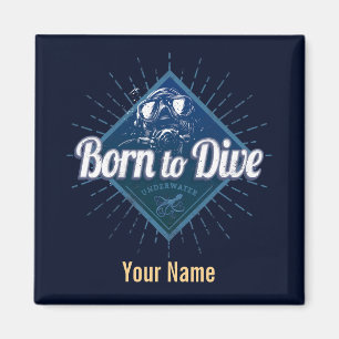 Diver retro Scuba Diving School Vintage Ocean Magnet