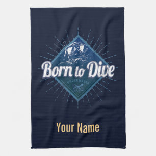 Diver retro Scuba Diving School Vintage Ocean Tea Towel