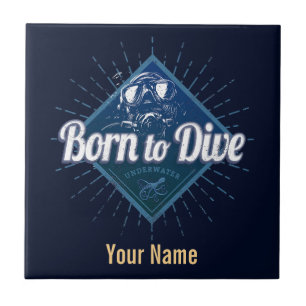 Diver retro Scuba Diving School Vintage Ocean Tile