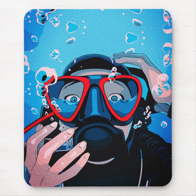 Diver’s Surprise – Underwater Adventure Mouse Mat (Front)