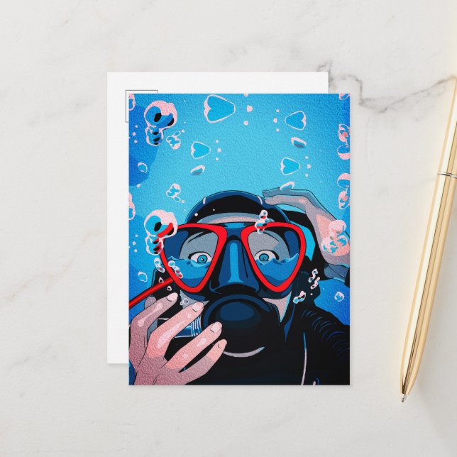 Diver’s Surprise – Underwater Adventure Postcard (Front/Back In Situ)