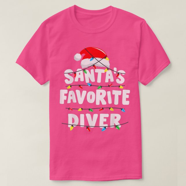 Diver Scuba Diving Christmas Santas Favourite Funn T-Shirt (Design Front)