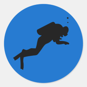 Diver Silhouette - Round Sticker