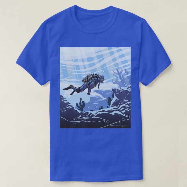 Diver underwater illustration T-Shirt (Design Front)