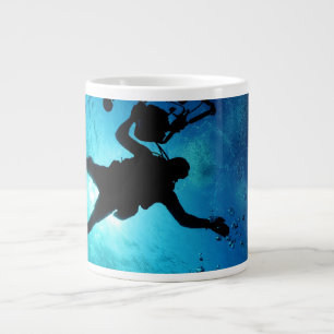 Diver underwater large coffee mug