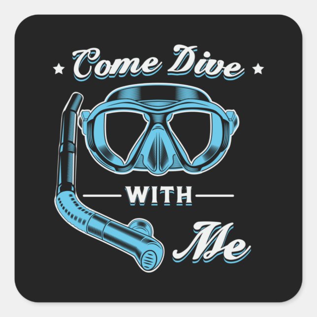 Divers Do It Deeper Scuba Diving Diver Ocean Sea Square Sticker (Front)
