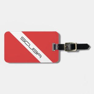 Divers Flag, Emblem Red White -Scuba Diving Symbol Luggage Tag