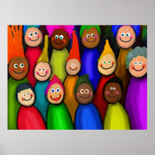 Diverse Crowd of People Painting Poster