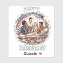 Diverse Educators Patriotic Labour Day Team Art