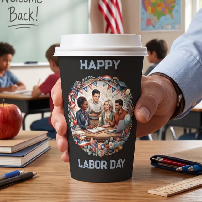 Diverse Educators Patriotic Labour Day Team Art Paper Cups (Creator Uploaded)