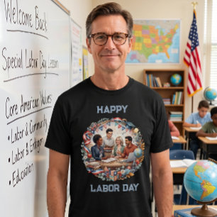 Diverse Educators Patriotic Labour Day Team Art T-Shirt
