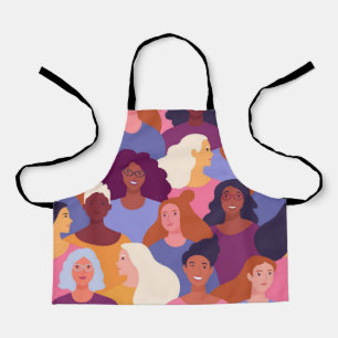 Diverse Girls Seamless Pattern Design Apron