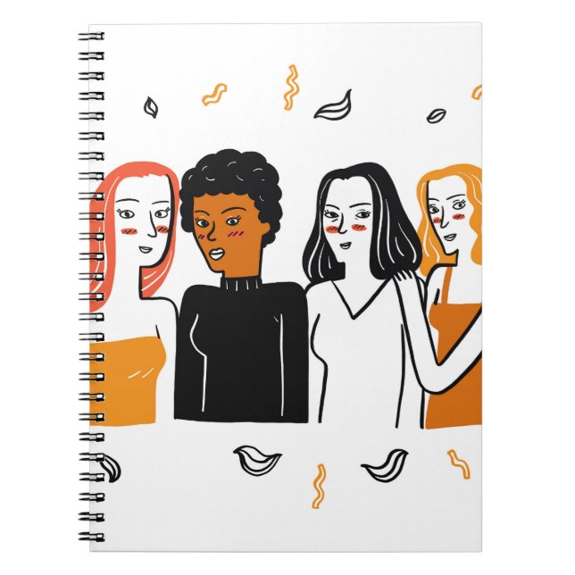 Diverse girls, various nationalities together. notebook (Front)