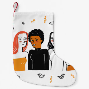 Diverse girls, various nationalities together. small christmas stocking