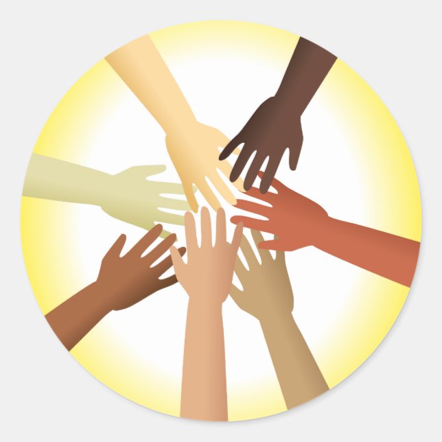 Diverse Hands Classic Round Sticker (Front)