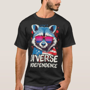 Diverse Independence Raccoon Bisexual Sunglasses F T-Shirt