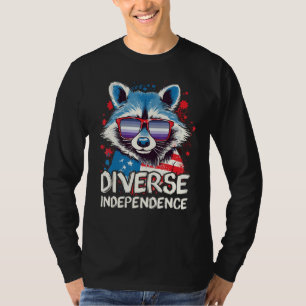 Diverse Independence Raccoon Butch Lesbian Sungla T-Shirt