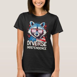 Diverse Independence Raccoon Demigirl Sunglasses T-Shirt