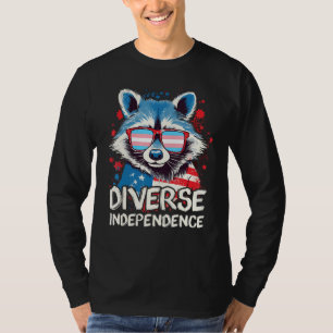 Diverse Independence Raccoon Transgender Sunglass T-Shirt