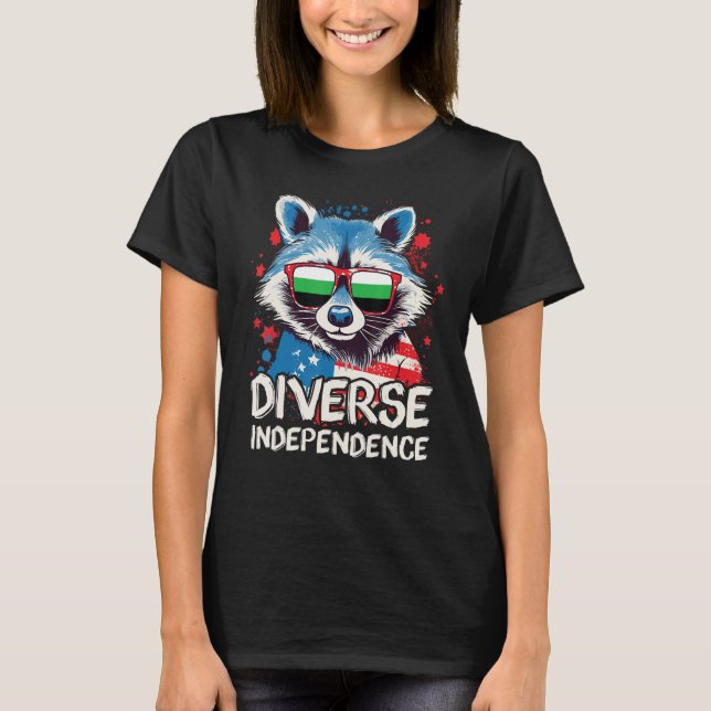 Diverse Independence  Racoon Neutrois Sunglasses  T-Shirt (Front)