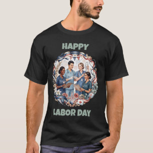 Diverse Nursing Team Patriotic Labour Day Art T-Shirt
